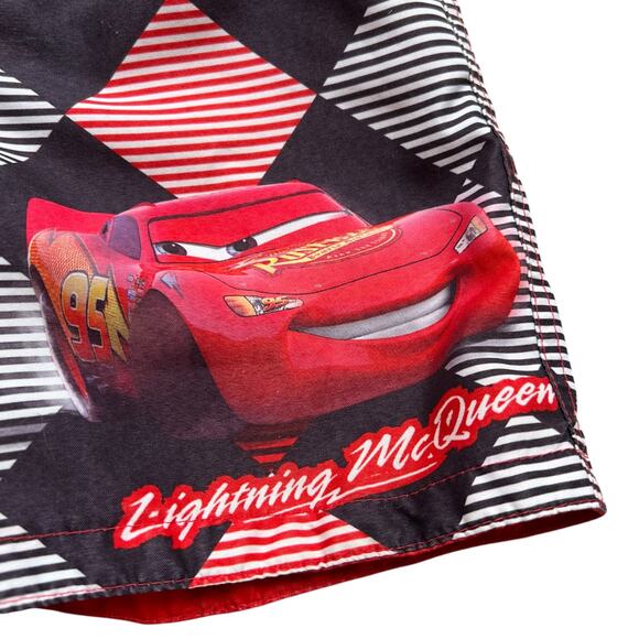 Disney Pixar Cars Lightning McQueen 2009 Checkered Swim Trunks Kids Sz 2T - Picture 6 of 7